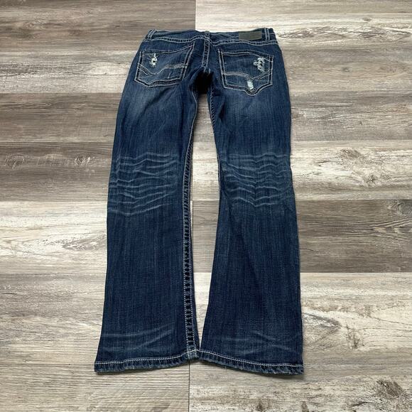 BKE Buckle Jake Blue Mens 32R Faded Denim Straight Leg Distressed Jeans Y2K - Picture 4 of 14